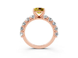 Rose gold Princess Cut Yellow Sapphire Prong Setting with Side Stones on a Pave Band_27