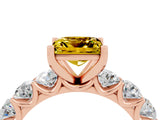 Rose gold Princess Cut Yellow Sapphire Prong Setting with Side Stones on a Pave Band_28