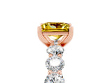 Rose gold Princess Cut Yellow Sapphire Prong Setting with Side Stones on a Pave Band_29