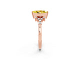 Rose gold Princess Cut Yellow Sapphire Ring with Side Stones and Four-Prong Setting_62