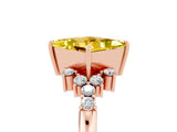 Rose gold Princess Cut Yellow Sapphire Ring with Side Stones and Four-Prong Setting_65