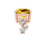 Rose gold Princess Cut Yellow Sapphire Scattered Round Accent Ring with Prong Setting_32