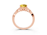 Rose gold Princess Cut Yellow Sapphire Solitaire Celtic Knot Ring with Four-Prong Setting_39