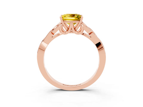 Rose gold Princess Cut Yellow Sapphire Solitaire Celtic Knot Ring with Four-Prong Setting_39