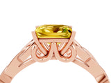 Rose gold Princess Cut Yellow Sapphire Solitaire Celtic Knot Ring with Four-Prong Setting_40