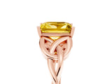 Rose gold Princess Cut Yellow Sapphire Solitaire Celtic Knot Ring with Four-Prong Setting_41