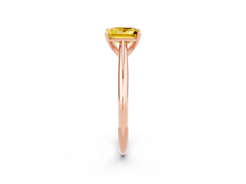 Rose gold Princess Cut Yellow Sapphire Solitaire Engagement Ring with Cathedral Setting and Four-Prong Mount_14