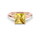 Rose gold Princess Cut Yellow Sapphire Solitaire Engagement Ring with Cathedral Setting and Four-Prong Mount_18