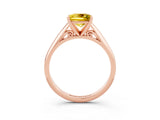 Rose gold Princess Cut Yellow Sapphire Solitaire Engagement Ring with Cathedral Setting and Four-Prong Mount_21