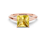 Rose gold Princess Cut Yellow Sapphire Solitaire Engagement Ring with Cathedral Setting and Four-Prong Mount_66