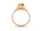 Rose gold Princess Cut Yellow Sapphire Solitaire Engagement Ring with Cathedral Setting and Four-Prong Mount_69