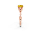 Rose gold Princess Cut Yellow Sapphire Solitaire Engagement Ring with Celtic Knot Band and Four-Prong Setting_26