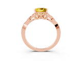 Rose gold Princess Cut Yellow Sapphire Solitaire Engagement Ring with Celtic Knot Band and Four-Prong Setting_27