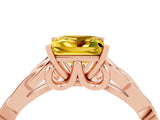 Rose gold Princess Cut Yellow Sapphire Solitaire Engagement Ring with Celtic Knot Band and Four-Prong Setting_28