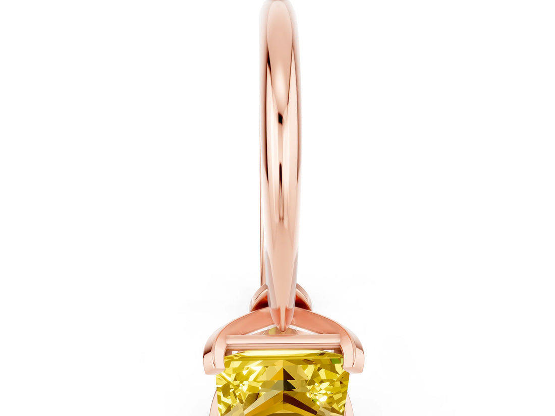 Rose gold Princess Cut Yellow Sapphire Solitaire Engagement Ring with Classic Band and Four-Prong Setting_24