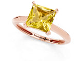 Rose gold Princess Cut Yellow Sapphire Solitaire Engagement Ring with Classic Band and Four-Prong Setting_25