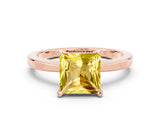 Rose gold Princess Cut Yellow Sapphire Solitaire Engagement Ring with Classic Band and Four-Prong Setting_48