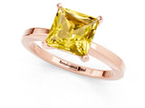 Rose gold Princess Cut Yellow Sapphire Solitaire Engagement Ring with Classic Band and Four-Prong Setting_49