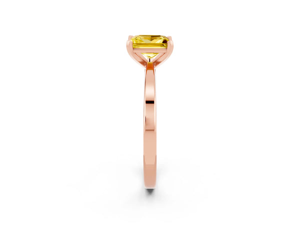 Rose gold Princess Cut Yellow Sapphire Solitaire Engagement Ring with Classic Band and Four-Prong Setting