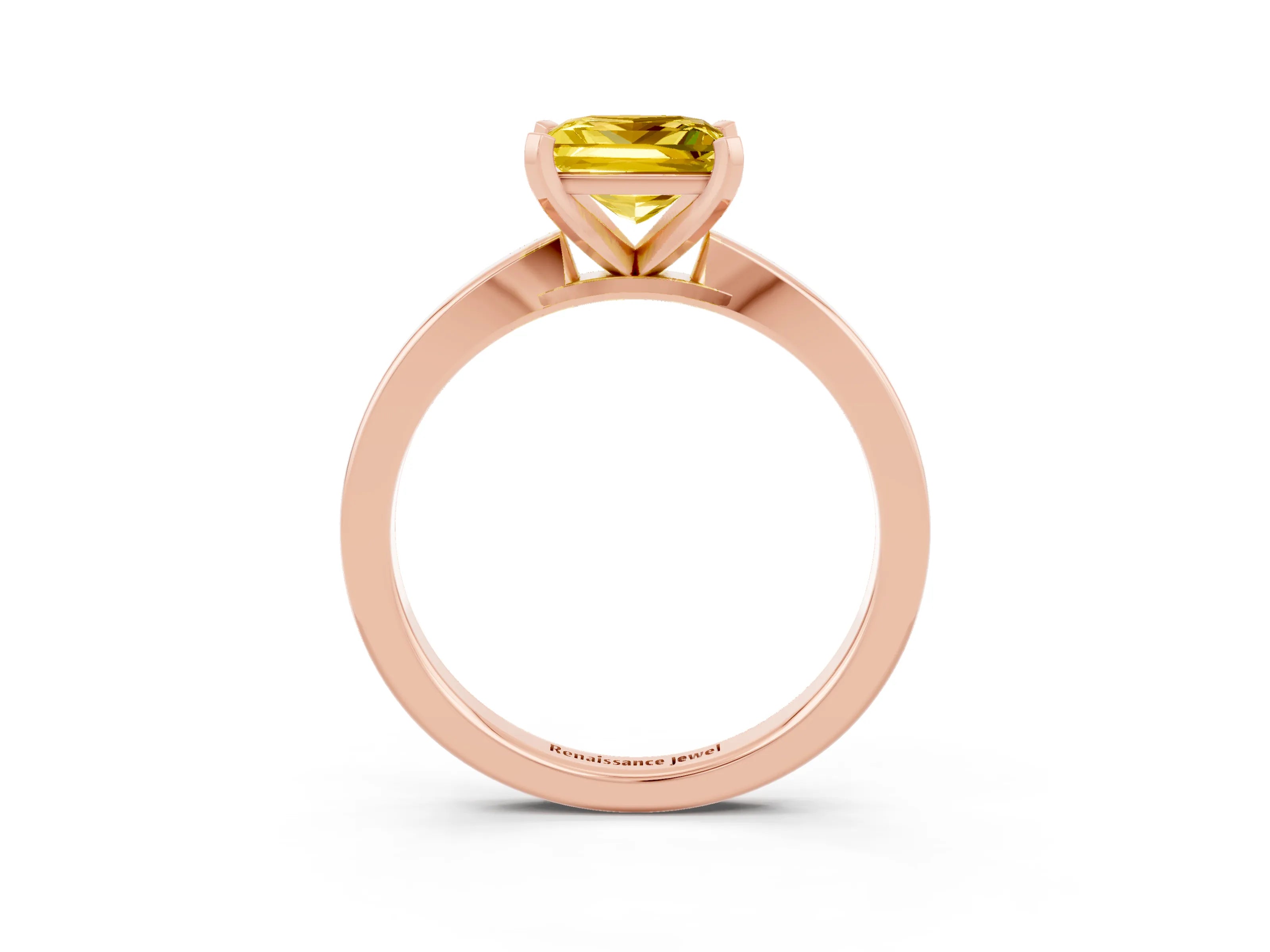Rose gold Princess Cut Yellow Sapphire Solitaire Engagement Ring with Classic Band and Four-Prong Setting_51