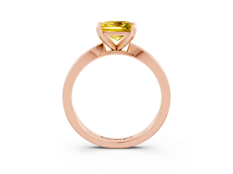 Rose gold Princess Cut Yellow Sapphire Solitaire Engagement Ring with Classic Band and Four-Prong Setting_51