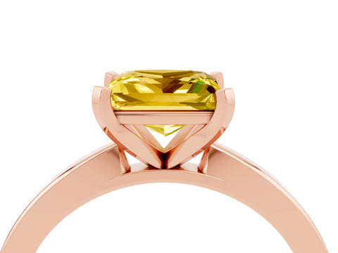 Rose gold Princess Cut Yellow Sapphire Solitaire Engagement Ring with Classic Band and Four-Prong Setting_52