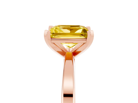 Rose gold Princess Cut Yellow Sapphire Solitaire Engagement Ring with Classic Band and Four-Prong Setting_53