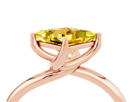 Rose gold Princess Cut Yellow Sapphire Solitaire Engagement Ring with Four-Prong Setting and Classic Band_16