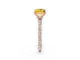Rose gold Princess Cut Yellow Sapphire Solitaire Engagement Ring with Pavé Band and Four-Prong Setting_26