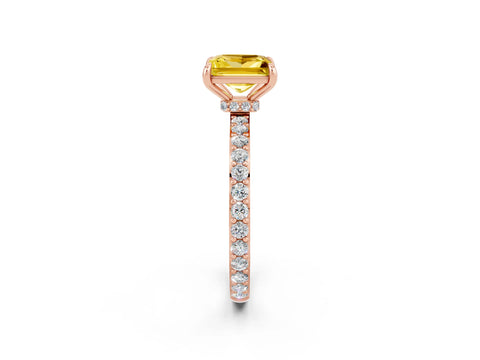 Rose gold Princess Cut Yellow Sapphire Solitaire Engagement Ring with Pavé Band and Four-Prong Setting_26