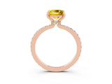 Rose gold Princess Cut Yellow Sapphire Solitaire Engagement Ring with Pavé Band and Four-Prong Setting_27