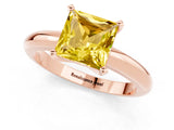 Rose gold Princess Cut Yellow Sapphire Solitaire Engagement Ring with Round Band and Four-Prong Setting_25