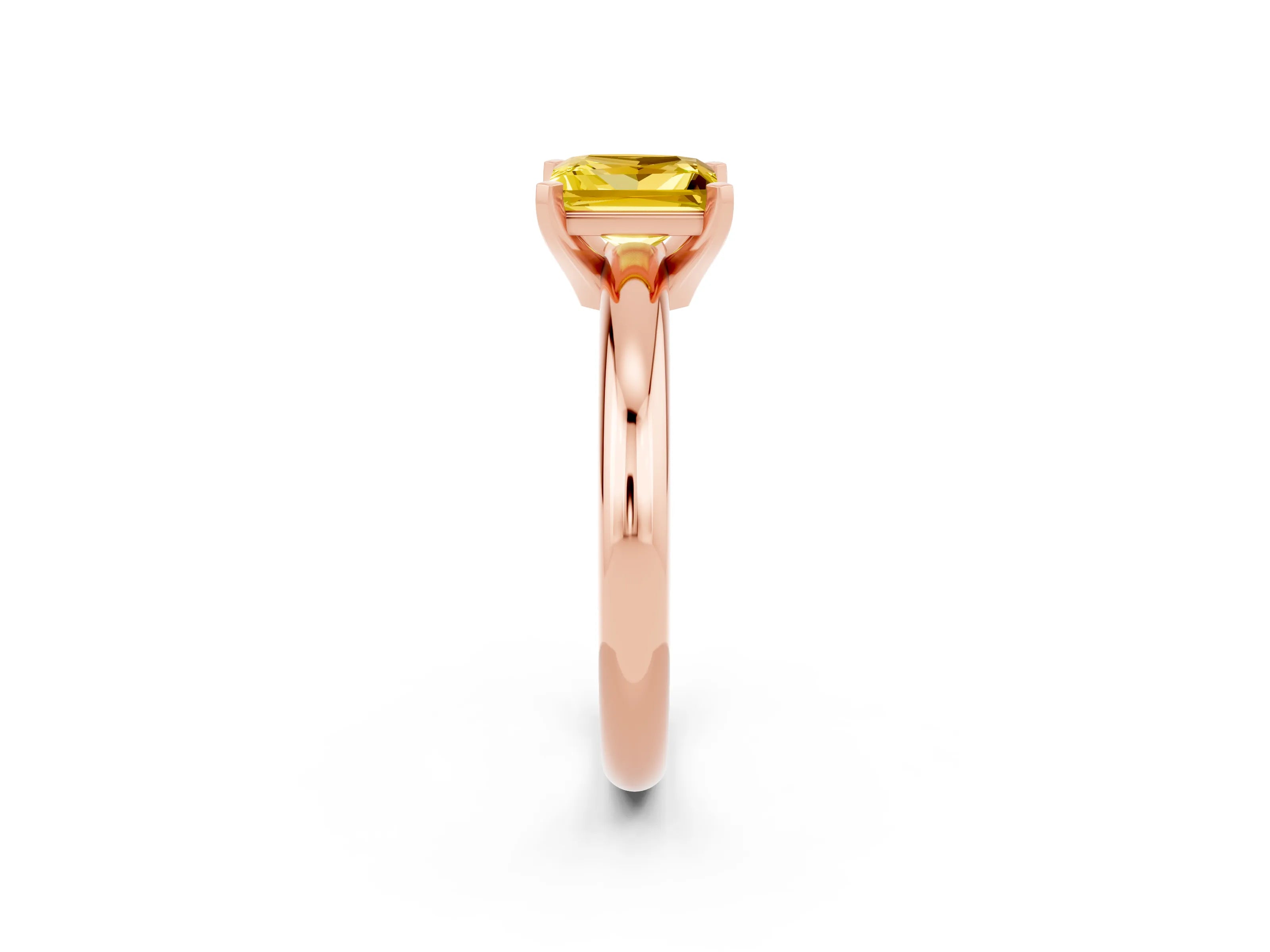 Rose gold Princess Cut Yellow Sapphire Solitaire Engagement Ring with Round Band and Four-Prong Setting_26