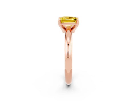 Rose gold Princess Cut Yellow Sapphire Solitaire Engagement Ring with Round Band and Four-Prong Setting_26