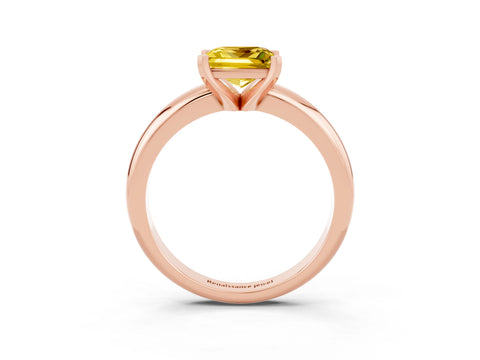 Rose gold Princess Cut Yellow Sapphire Solitaire Engagement Ring with Round Band and Four-Prong Setting_27