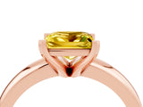 Rose gold Princess Cut Yellow Sapphire Solitaire Engagement Ring with Round Band and Four-Prong Setting_28