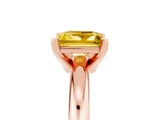 Rose gold Princess Cut Yellow Sapphire Solitaire Engagement Ring with Round Band and Four-Prong Setting_29