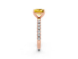 Rose gold Princess Cut Yellow Sapphire Solitaire Pavé Band with Four-Prong Setting_26