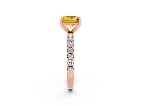Rose gold Princess Cut Yellow Sapphire Solitaire Pavé Band with Four-Prong Setting_26