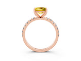 Rose gold Princess Cut Yellow Sapphire Solitaire Pavé Band with Four-Prong Setting_27