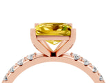 Rose gold Princess Cut Yellow Sapphire Solitaire Pavé Band with Four-Prong Setting_28