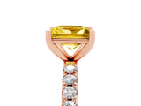 Rose gold Princess Cut Yellow Sapphire Solitaire Pavé Band with Four-Prong Setting_29