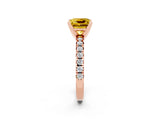 Rose gold Princess Cut Yellow Sapphire Solitaire Pavé Engagement Ring with Round Band and Prong Setting_14