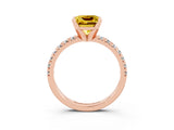 Rose gold Princess Cut Yellow Sapphire Solitaire Pavé Engagement Ring with Round Band and Prong Setting_15