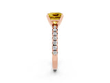 Rose gold Princess Cut Yellow Sapphire Solitaire Pavé Engagement Ring with Round Band and Prong Setting_74