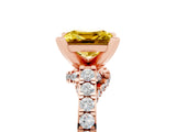 Rose gold Princess Cut Yellow Sapphire Solitaire Ring with Crossover Gallery and Round  Pavé Band_17