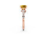 Rose gold Princess Cut Yellow Sapphire Solitaire Ring with Crossover Gallery and Round  Pavé Band_38