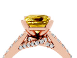 Rose gold Princess Cut Yellow Sapphire Solitaire Ring with Crossover Gallery and Round  Pavé Band_40