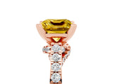 Rose gold Princess Cut Yellow Sapphire Solitaire Ring with Crossover Gallery and Round  Pavé Band_41