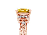 Rose gold Princess Cut Yellow Sapphire Solitaire Ring with Filigree Band and Four-Prong Setting_53